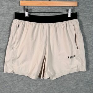 NOBULL Shorts Mens Large Sand Bone 5" Inseam Lite Split Drawstring Elastic Gym